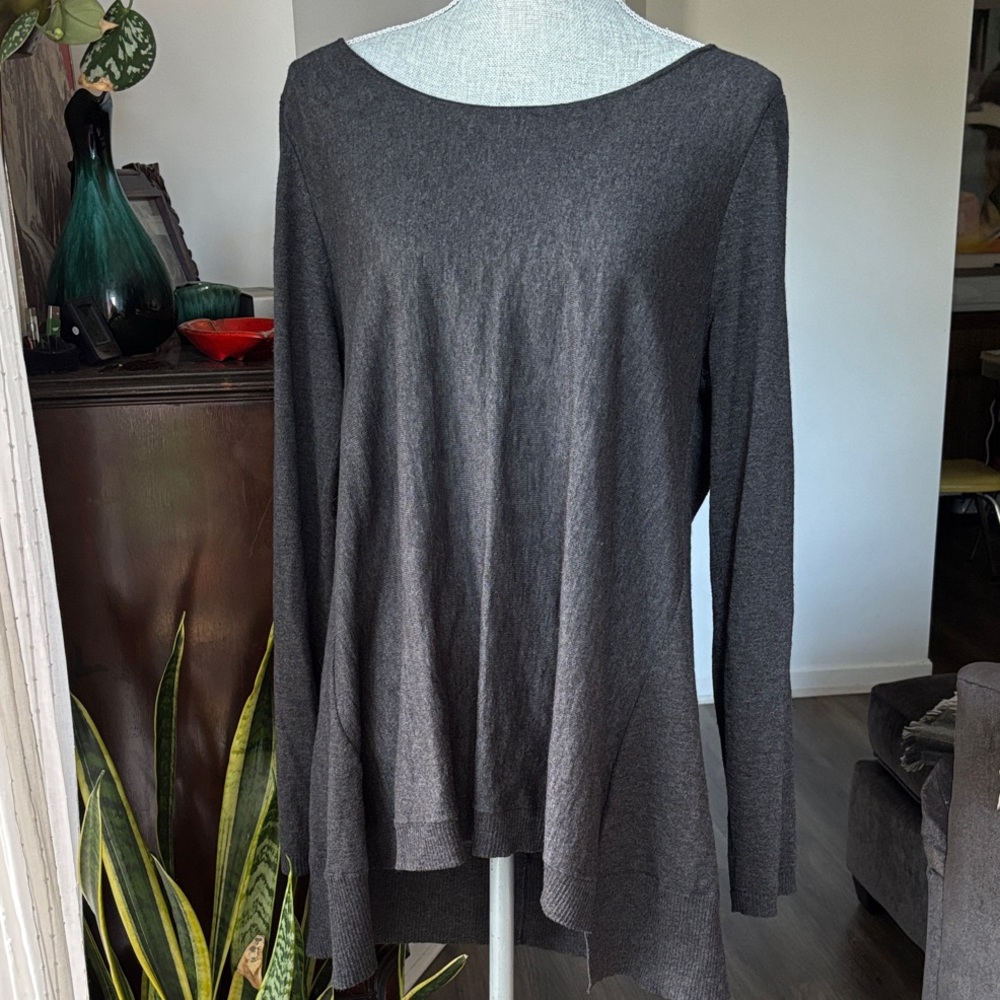 Eileen Fisher Women's Gray Long Sleeve Wool Blend Tunic Top L